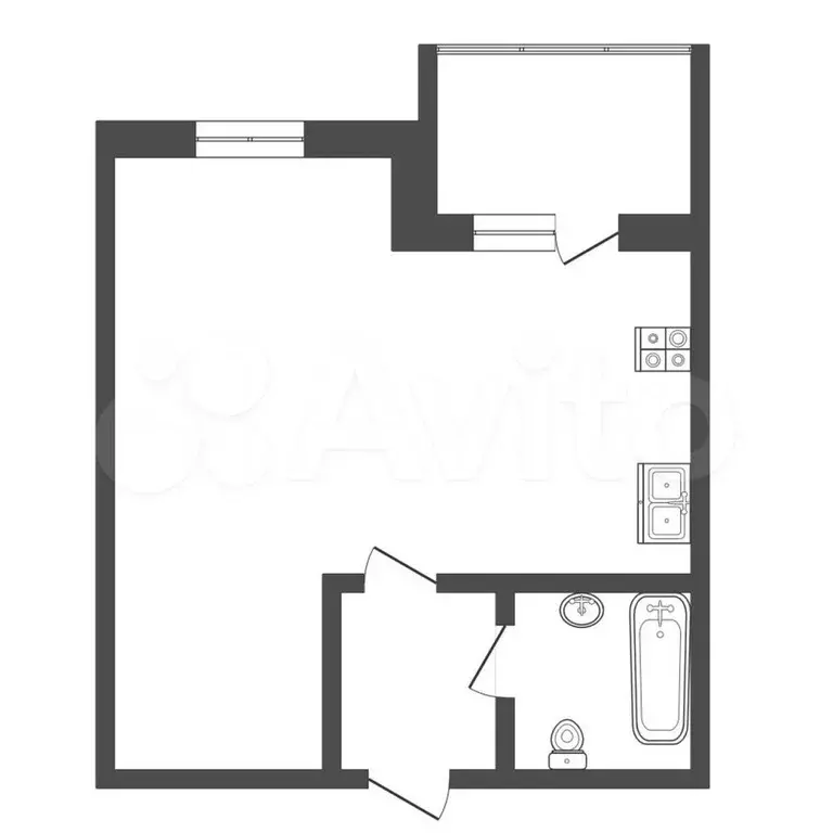 Квартира-студия, 33,5 м, 2/16 эт. - Фото 0