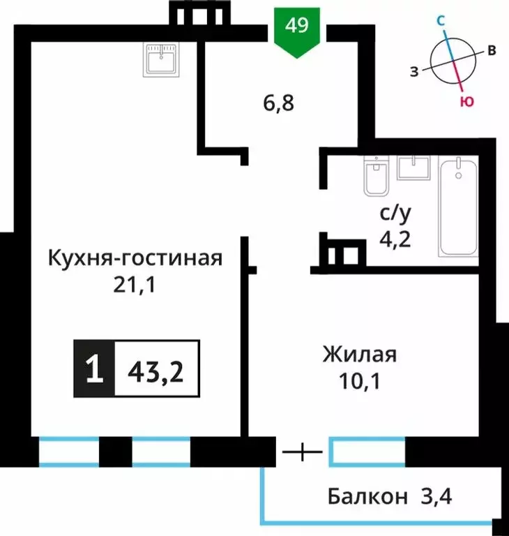 1-комнатная квартира: деревня Аристово, жилой комплекс Лесная Отрада, ... - Фото 1
