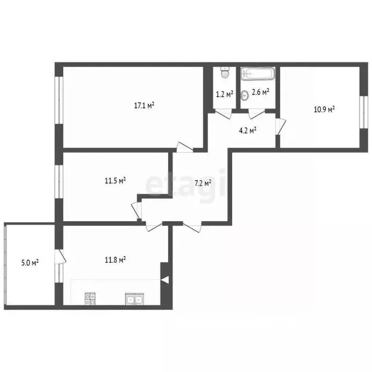 3-к кв. Псковская область, Псков ул. Юности, 1 (67.4 м) - Фото 1