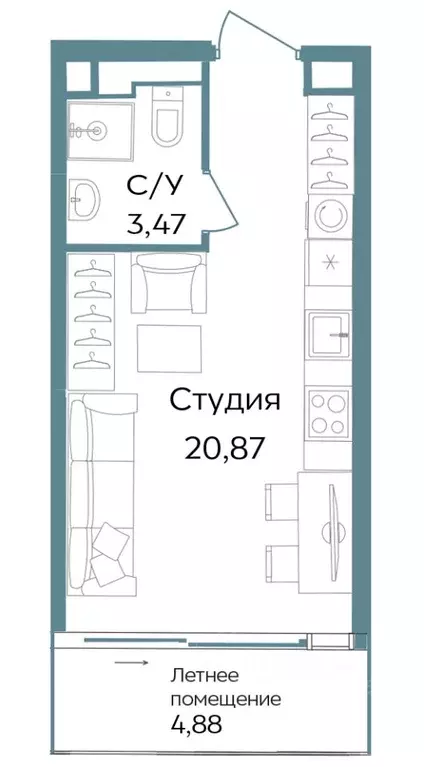 Студия Крым, Саки ул. Морская (29.22 м) - Фото 0