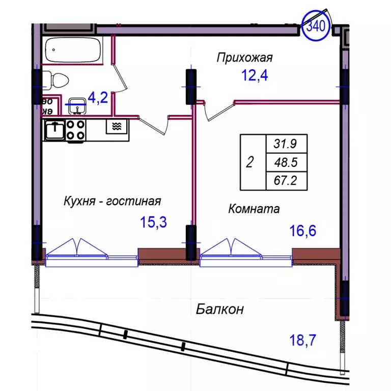 1-к кв. Калининградская область, Светлогорск Балтийская ул. (67.2 м) - Фото 1