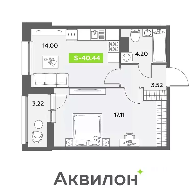 2-к кв. Санкт-Петербург ул. Среднерогатская, 11к2 (40.44 м) - Фото 0