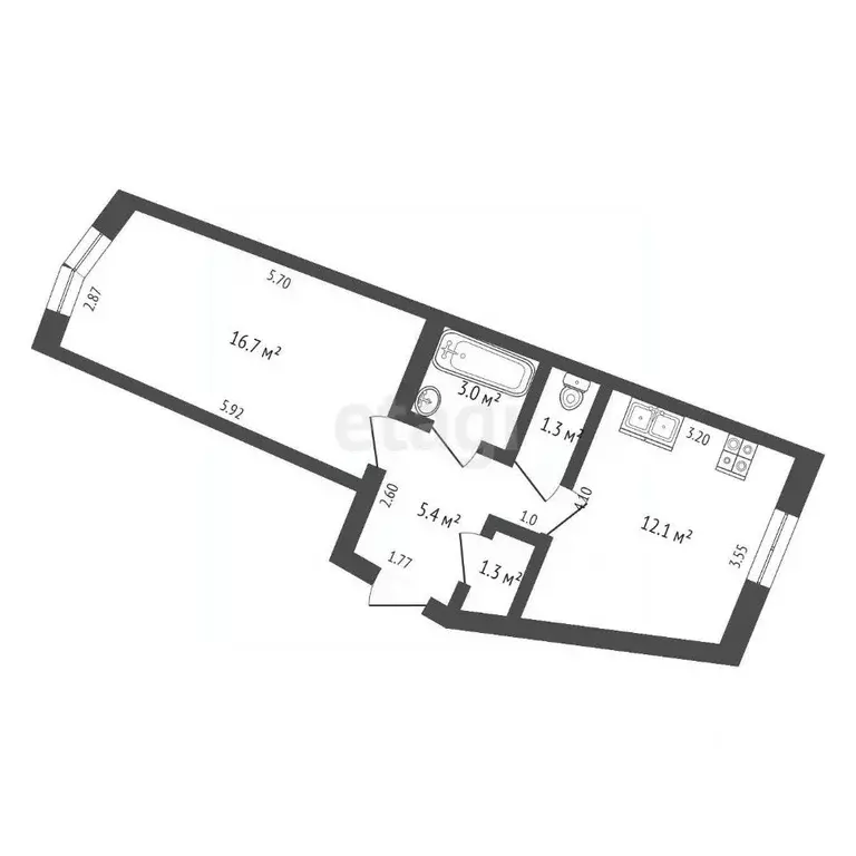 1-к кв. Ямало-Ненецкий АО, Новый Уренгой просп. Мира, 32 (39.8 м) - Фото 2