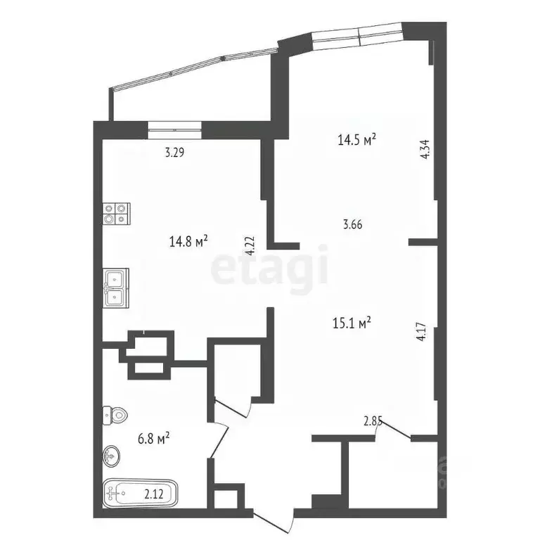 1-к кв. Ханты-Мансийский АО, Сургут Университетская ул., 9 (60.7 м) - Фото 1