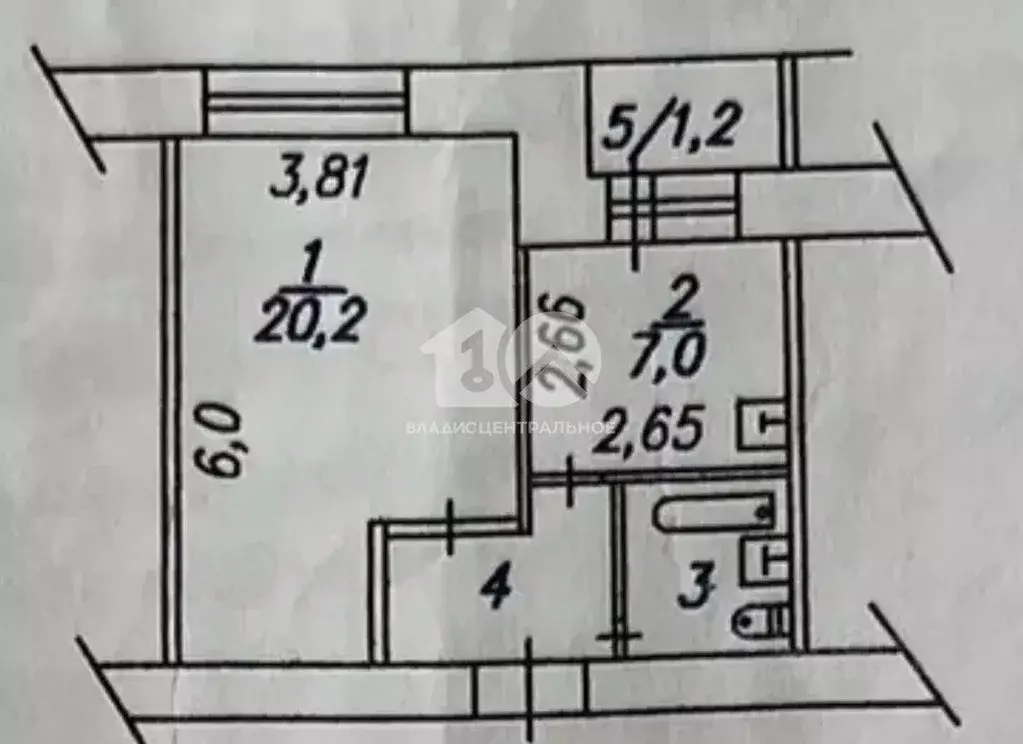 1-к кв. Новосибирская область, Искитим Театральная ул., 1 (34.3 м) - Фото 2