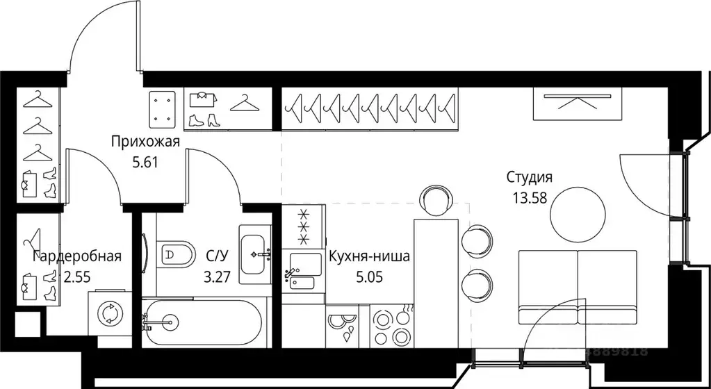 Студия Москва просп. Мира, 186АС1 (30.06 м) - Фото 0