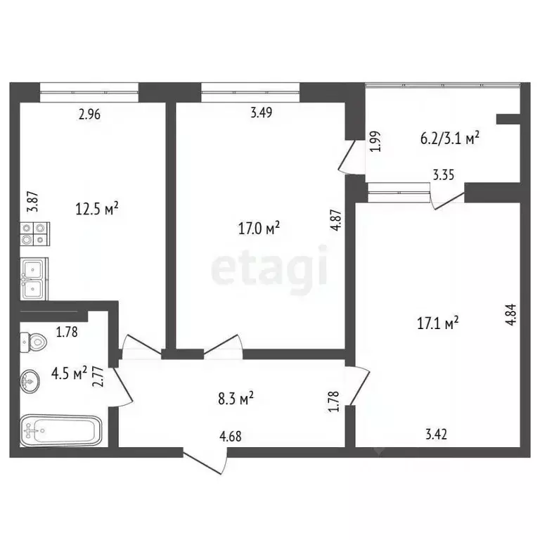 2-к кв. Краснодарский край, Анапа ул. Адмирала Пустошкина, 22к2 (65.0 ... - Фото 2