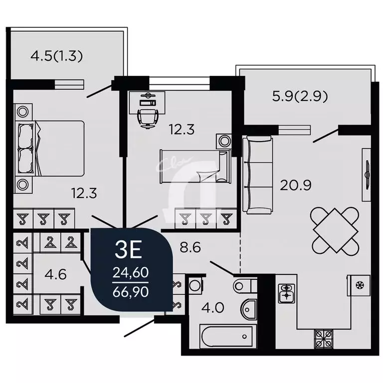 2-комнатная квартира: Краснодар, Конгрессная улица, 41 (60 м) - Фото 0