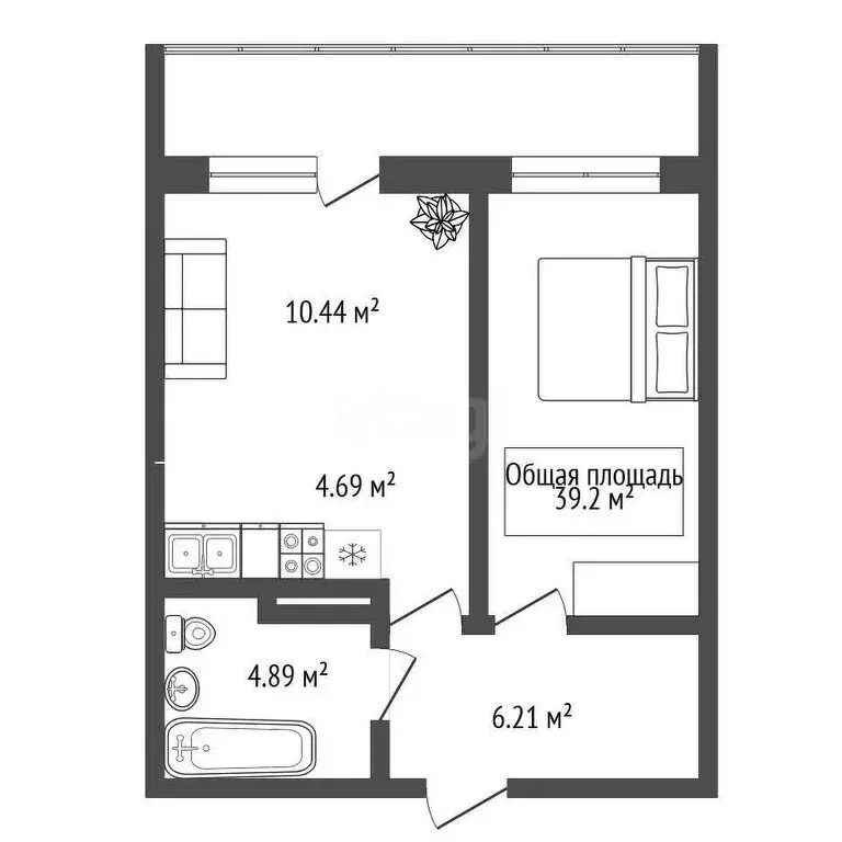 1-комнатная квартира: Новосибирск, Первомайский район, микрорайон ... - Фото 2