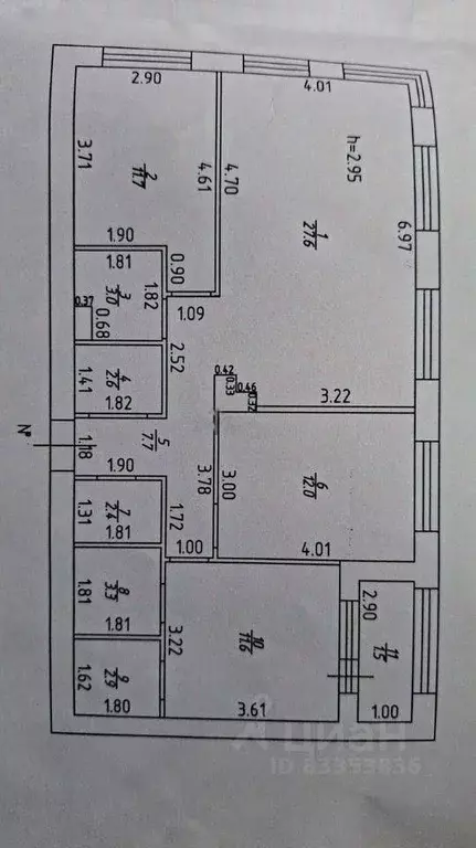 3-к кв. Татарстан, Казань ул. Алексея Козина, 8 (86.3 м) - Фото 2
