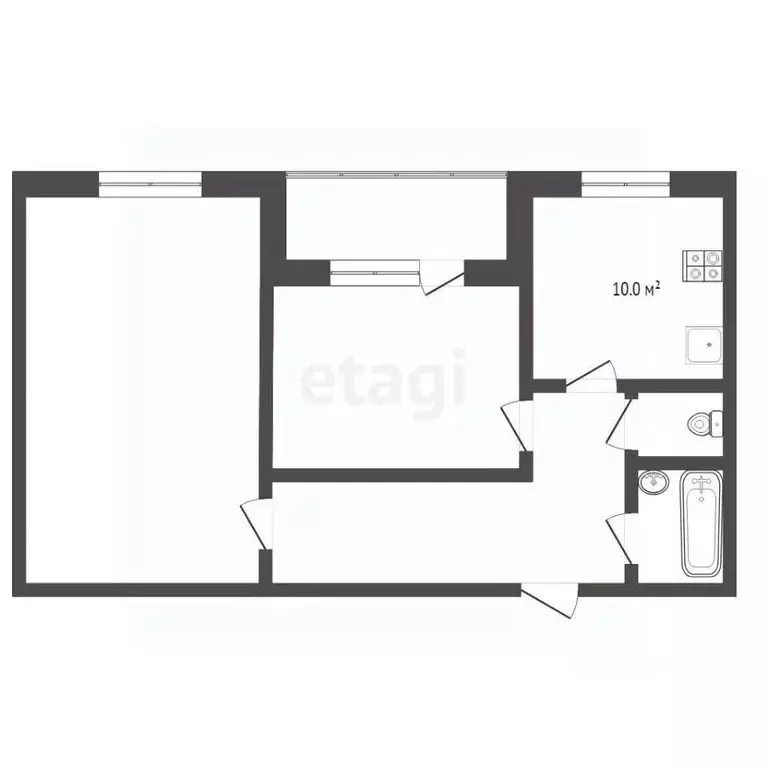 2-к кв. Ханты-Мансийский АО, Лянтор Сургутский район, Набережная ул., ... - Фото 2