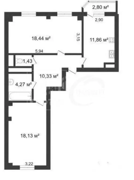 2-комнатная квартира: Воронеж, Беговая улица, 219Е (62 м) - Фото 1