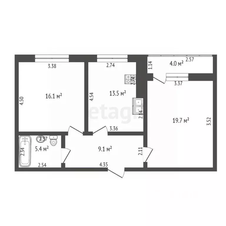 2-к кв. Калининградская область, Калининград Красная ул., 139А (67.0 ... - Фото 1