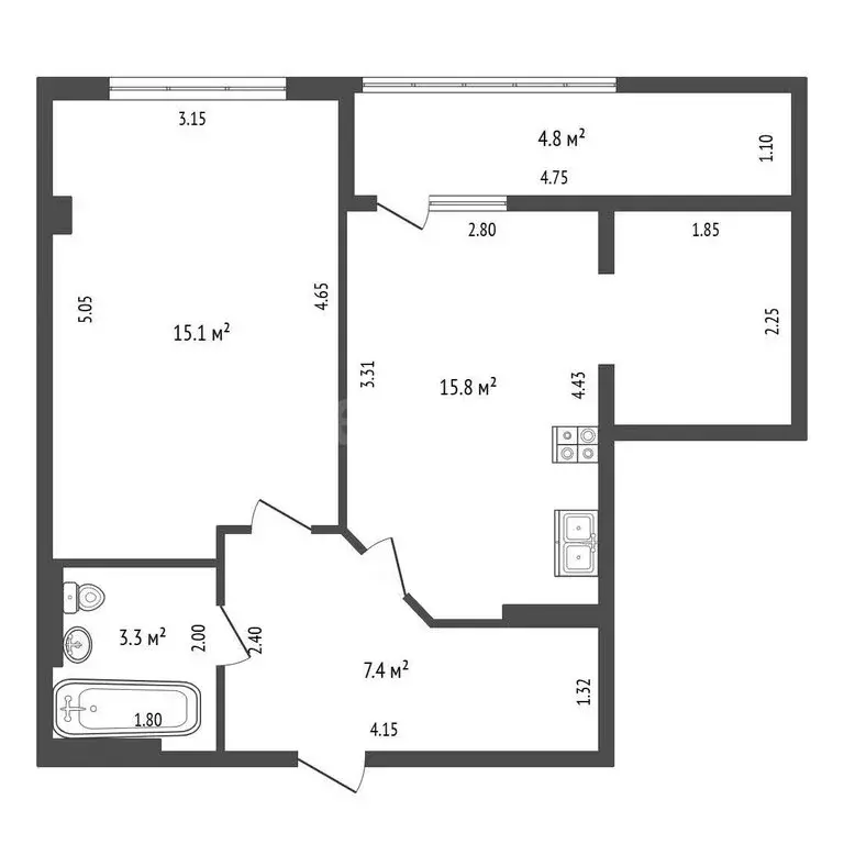 1-комнатная квартира: Мирное, Щедрая улица, 4 (46 м) - Фото 1