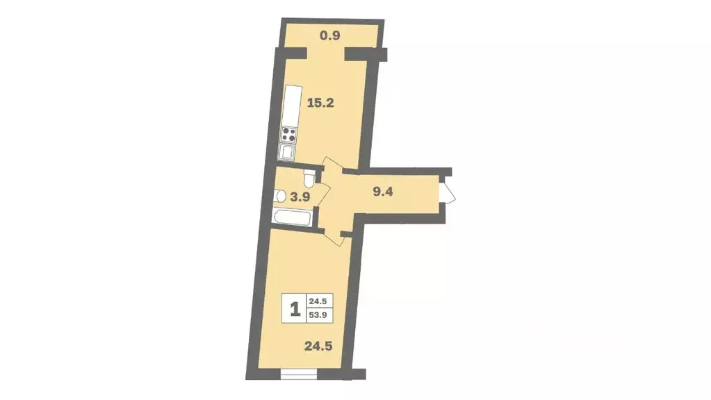 1-к кв. Башкортостан, Уфа Дагестанская ул., лит12 (53.9 м) - Фото 1