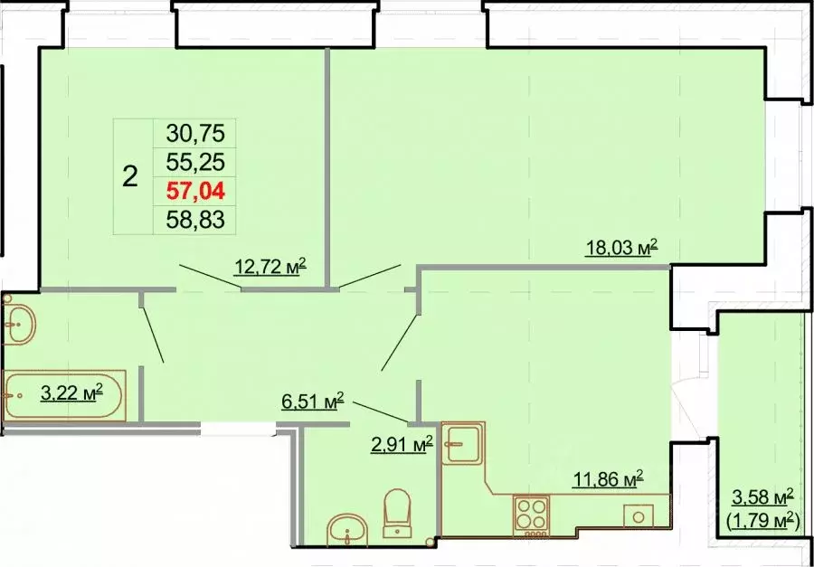 2-к кв. Костромская область, Кострома Индустриальная ул., 5 (57.04 м) - Фото 0