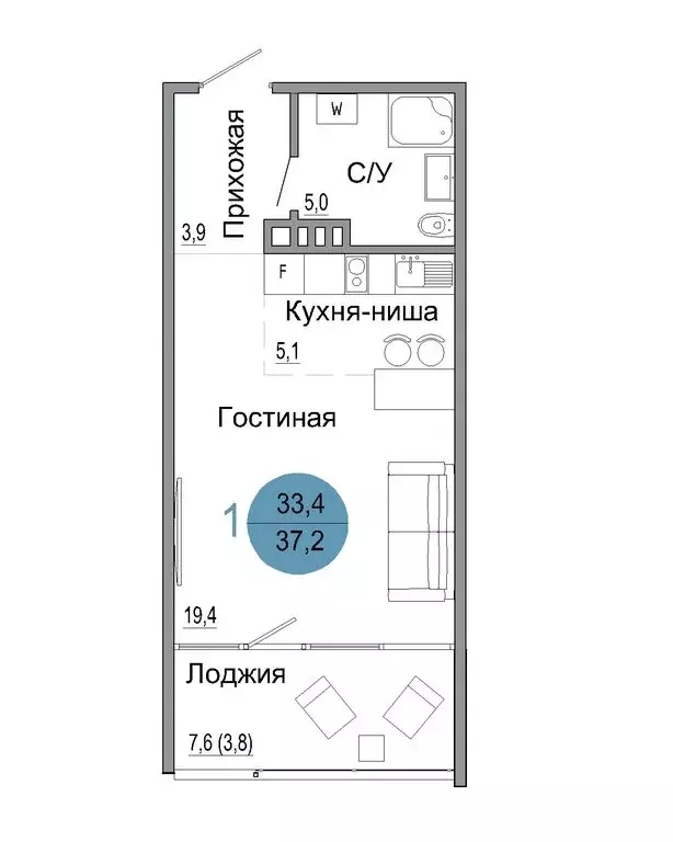 1-комнатная квартира: Керчь, жилой комплекс Белый город (37.2 м) - Фото 0