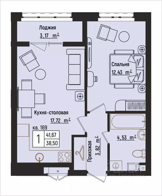 1-к кв. Нижегородская область, Нижний Новгород Литературная ул., 5 ... - Фото 1