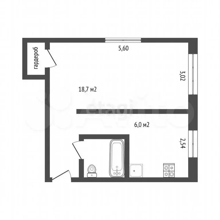 1-к. квартира, 32,3 м, 1/4 эт. - Фото 1