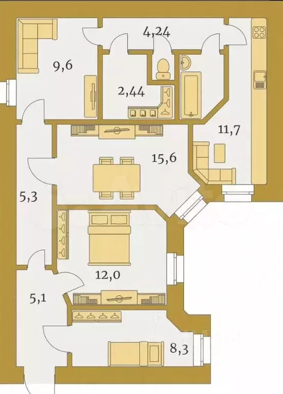 4-к кв. Санкт-Петербург 4-я Васильевского острова линия, 39 (80.6 м) - Фото 2