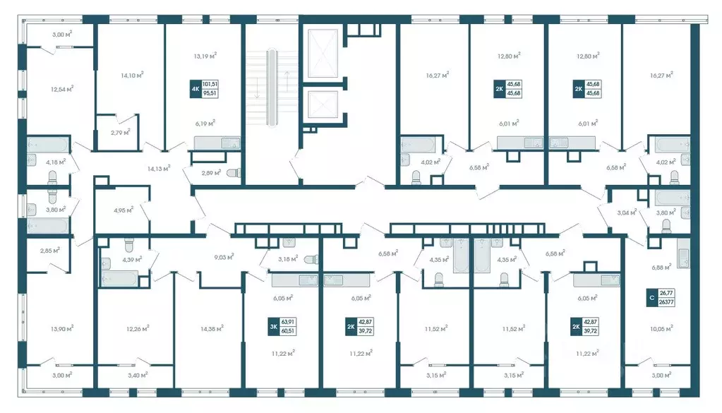 Студия Хабаровский край, Хабаровск Адмирал жилой комплекс (26.77 м) - Фото 1