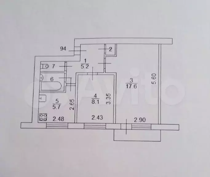 2-к. квартира, 40,6 м, 4/5 эт. - Фото 0