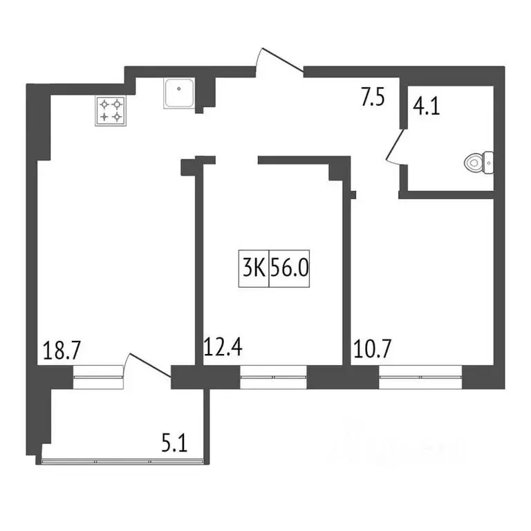 3-к кв. Красноярский край, Красноярск ул. Лесников, 25А (56.8 м) - Фото 1