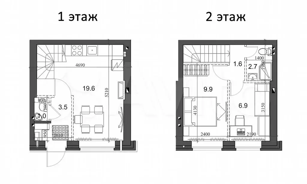 2-к. квартира, 46 м, 2/2 эт. - Фото 0