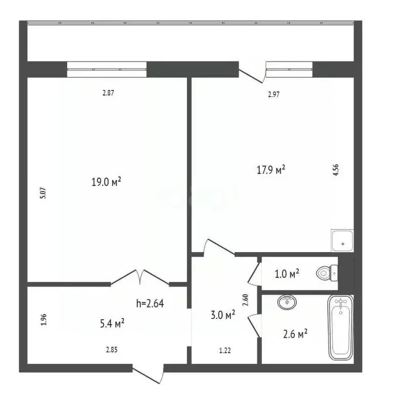 1-к кв. Красноярский край, Красноярск ул. Крылова, 3А (42.0 м) - Фото 2