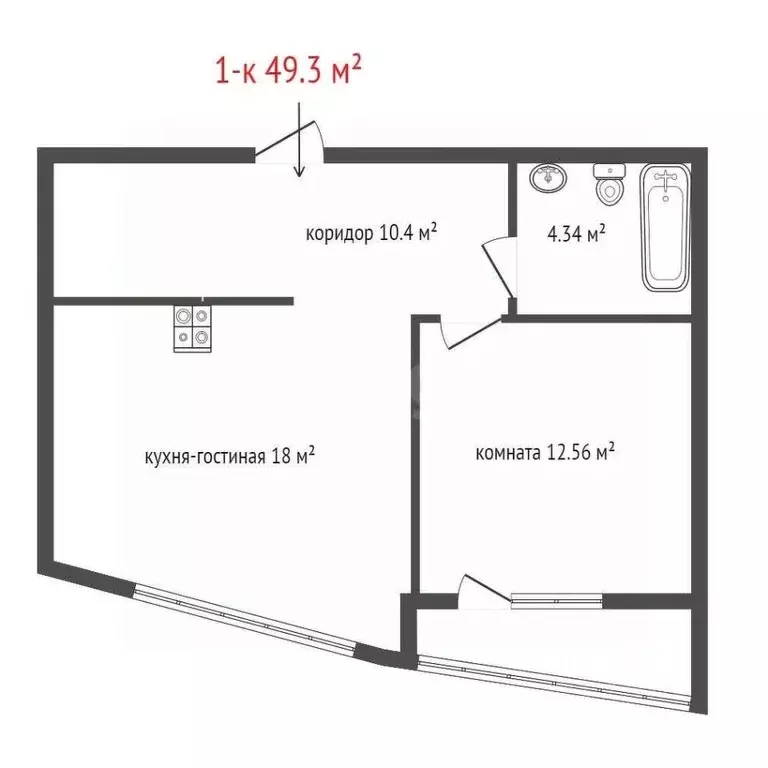 1-к кв. Свердловская область, Екатеринбург ул. Радищева, 24 (49.3 м) - Фото 2