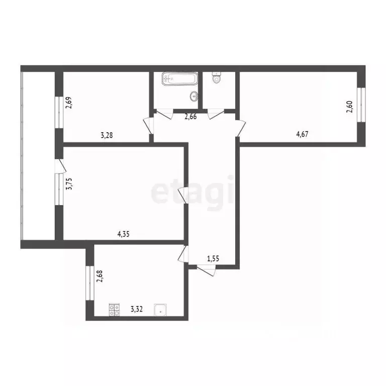 3-к кв. Владимирская область, Гусь-Хрустальный Теплицкий просп., 21 ... - Фото 2