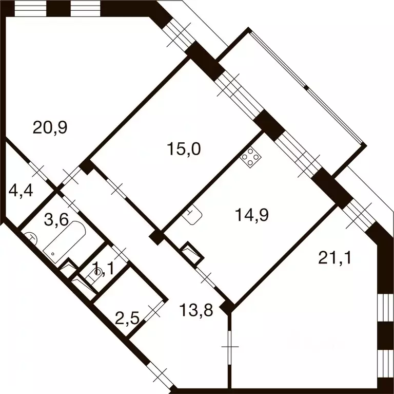 3-к кв. Москва д. Ивановское, ул. Семена Гордого, 3 (95.1 м) - Фото 0