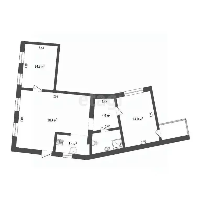 3-к кв. Крым, Симферополь ул. Петропавловская (77.6 м) - Фото 2