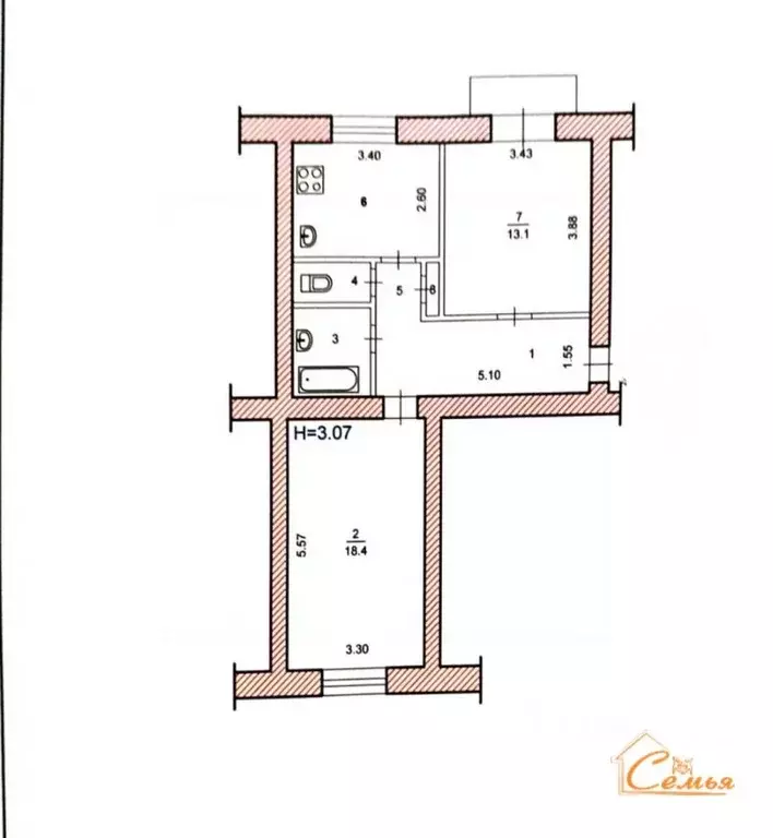2-к кв. Волгоградская область, Волжский ул. Пушкина, 2 (54.9 м) - Фото 2