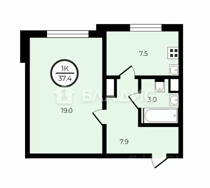 1-к кв. Москва ул. Госпитальный Вал, 5С4 (37.4 м) - Фото 2