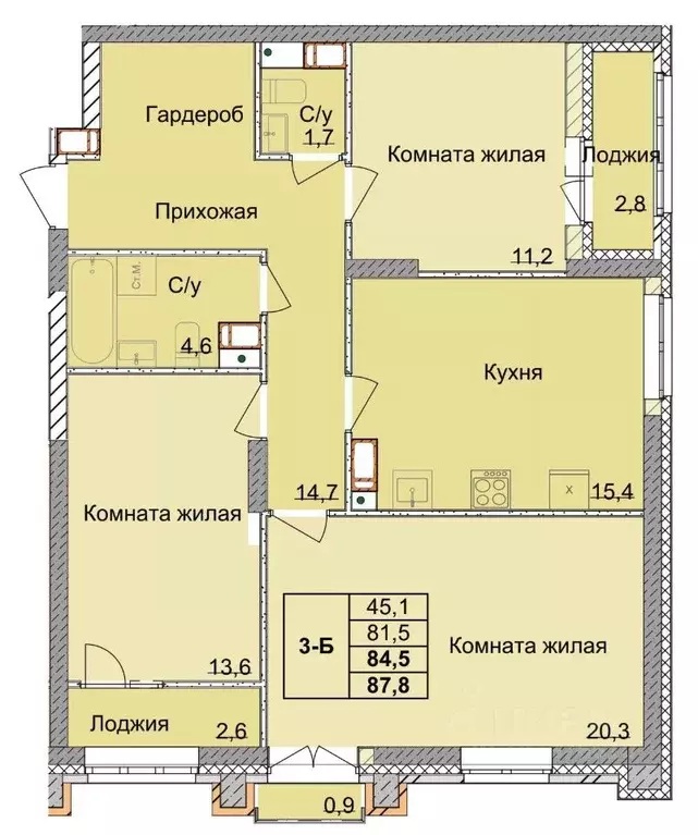 3-к кв. Нижегородская область, Нижний Новгород 1-я Оранжерейная ул. ... - Фото 0