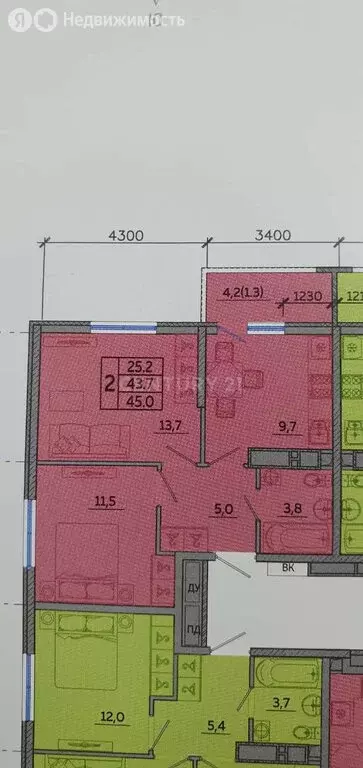 2-комнатная квартира: Новороссийск, улица Герцена, 3Ак2 (45 м) - Фото 1
