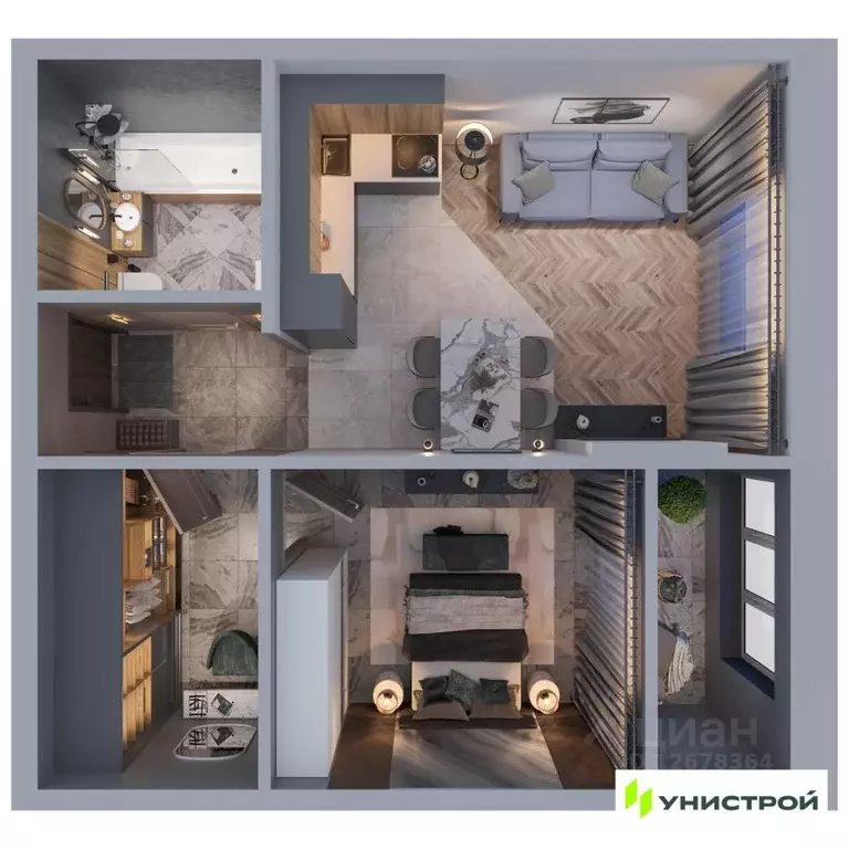 1-к кв. Татарстан, Казань проезд Юнуса Ахметзянова, 5 (46.18 м) - Фото 1