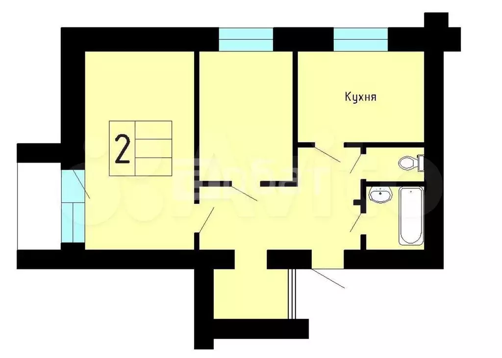 2-к. квартира, 48 м, 4/5 эт. - Фото 0