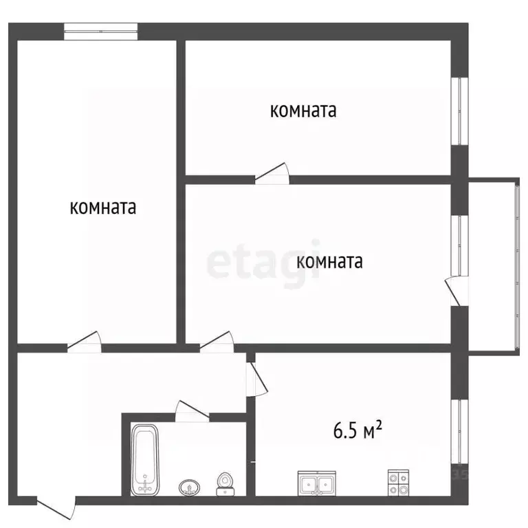 3-к кв. Москва пер. 1-й Коптельский, 9с1 (57.8 м) - Фото 2
