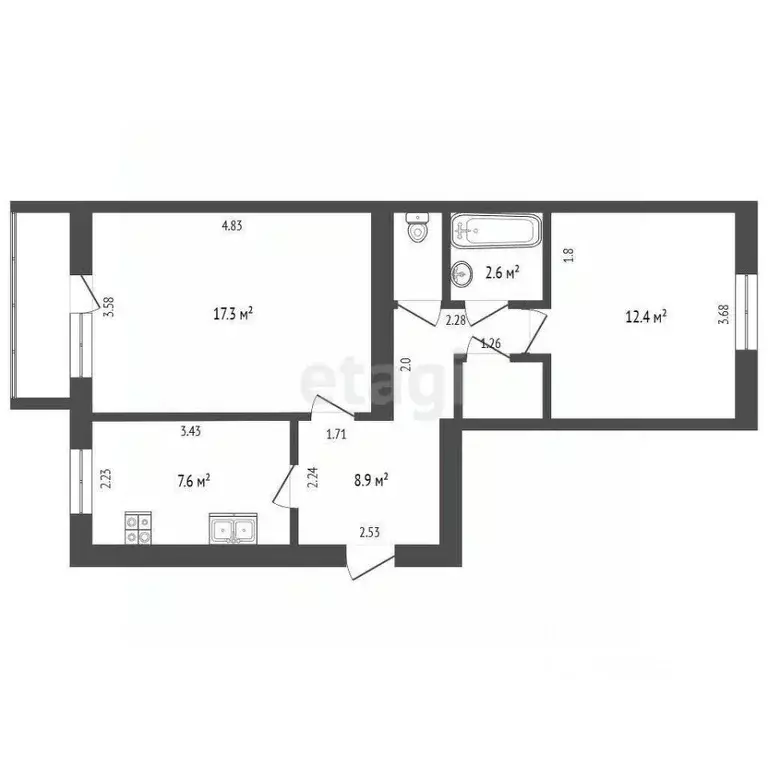 2-к кв. Архангельская область, Котлас ул. Кедрова, 5 (51.3 м) - Фото 1