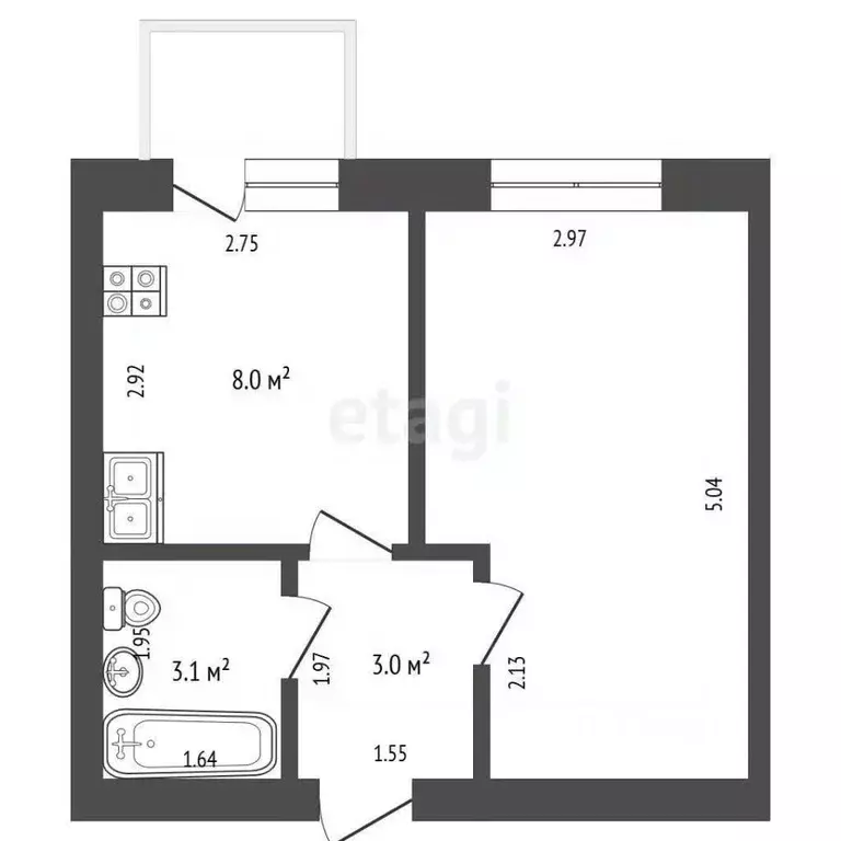 1-к кв. Тюменская область, с. Ярково ул. Нагорная, 20Б (28.0 м) - Фото 0