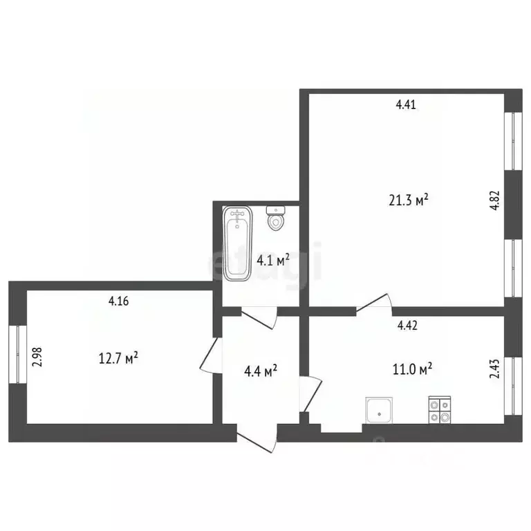 2-к кв. Крым, Симферополь пер. Элеваторный (53.5 м) - Фото 1