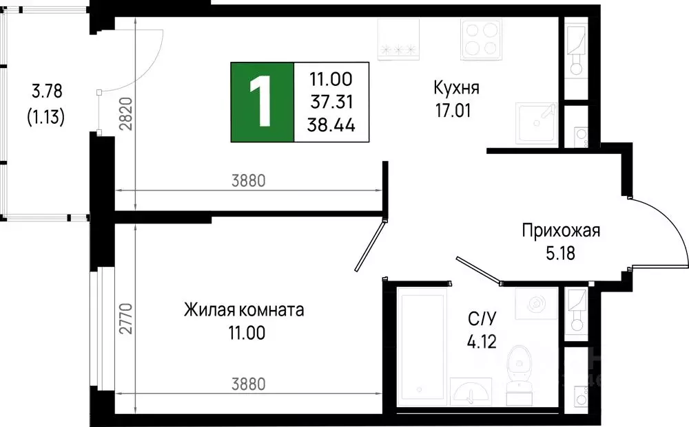 1-к кв. Ленинградская область, Всеволожский район, Свердловское ... - Фото 1