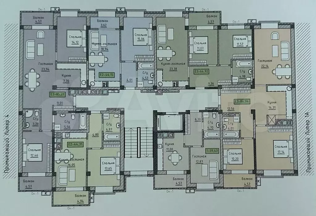 1-к. квартира, 46 м, 4/9 эт. - Фото 1
