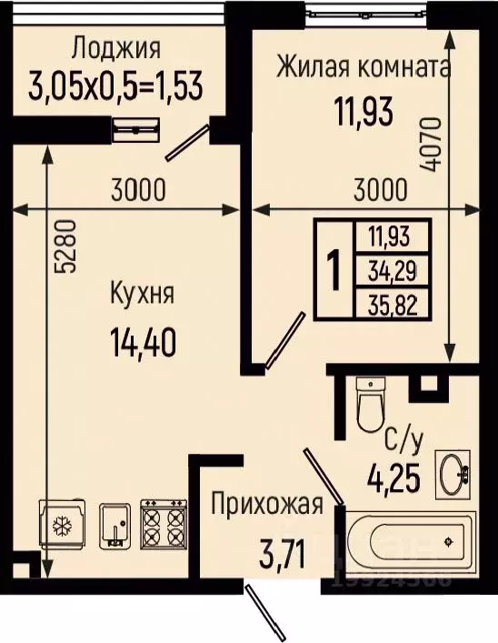 1-к кв. Краснодарский край, Туапсинский муниципальный округ, с. Небуг ... - Фото 0