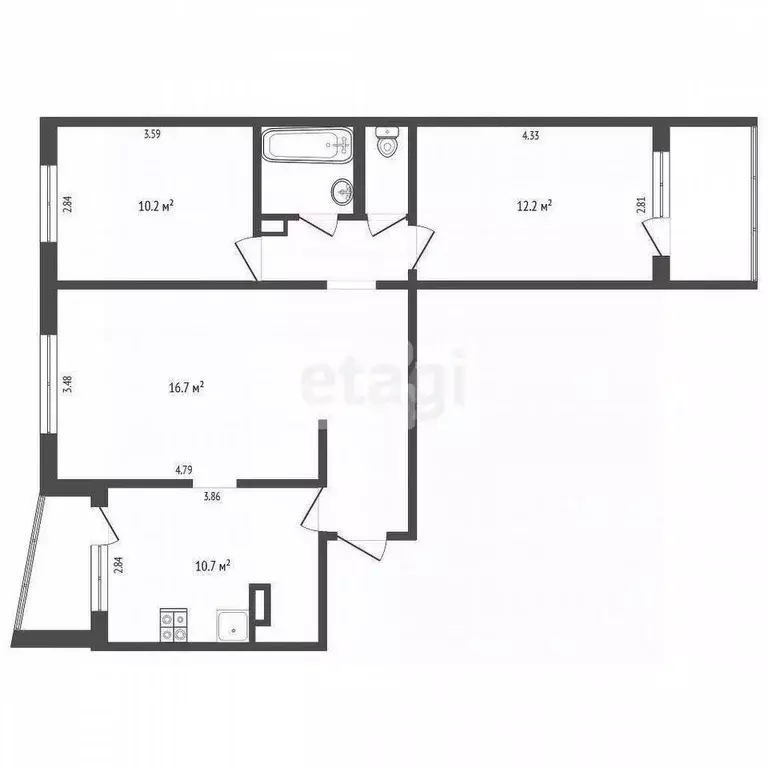 3-к кв. Ханты-Мансийский АО, Лангепас Парковая ул., 7 (63.6 м) - Фото 1