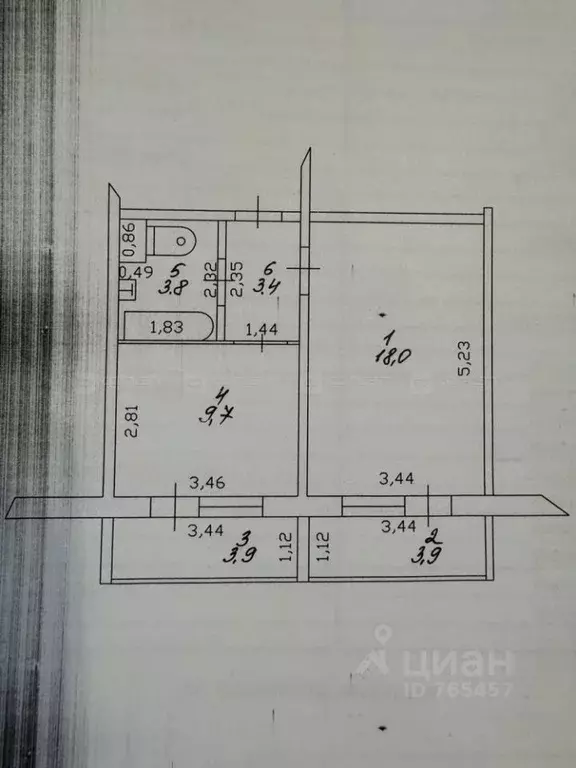 1-к кв. Татарстан, Казань 33-й Военный городок, 12 (34.9 м) - Фото 1