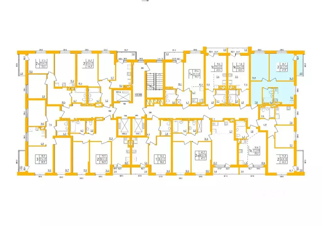 2-к кв. Башкортостан, Уфа Инорс-4Б мкр, Акварель жилой комплекс (47.5 ... - Фото 1