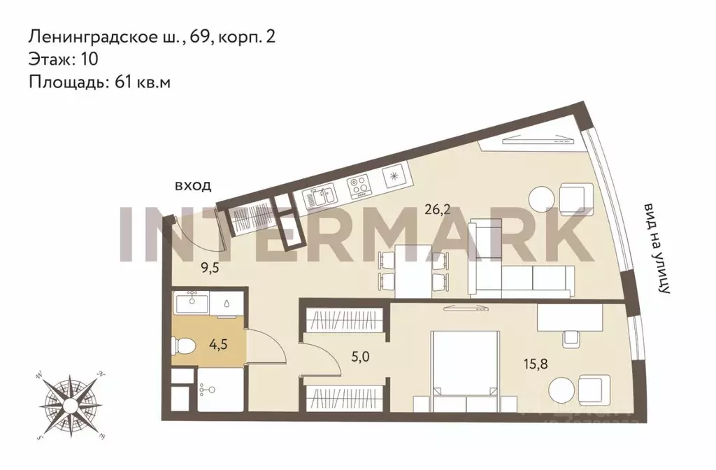 2-к кв. Москва Ленинградское ш., 69к2 (61.0 м) - Фото 1